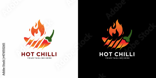 Red hot chili logo designs concept vector spicy pepper logo designs template