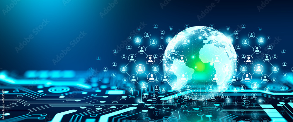 Global connected of digital world data technology Concept. Internet ...