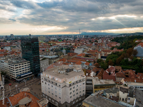 Zagreb, Croatia, shoot with drone.A view from the top. photo