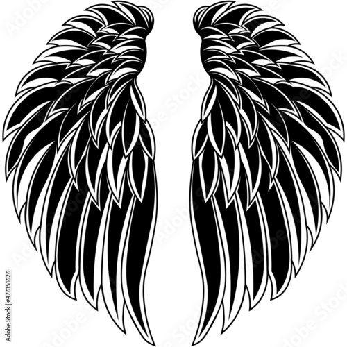 Angel wings SVG design for tattoo templates, logos, t-shirts, shirts, prints, in memory tattoos, etc.