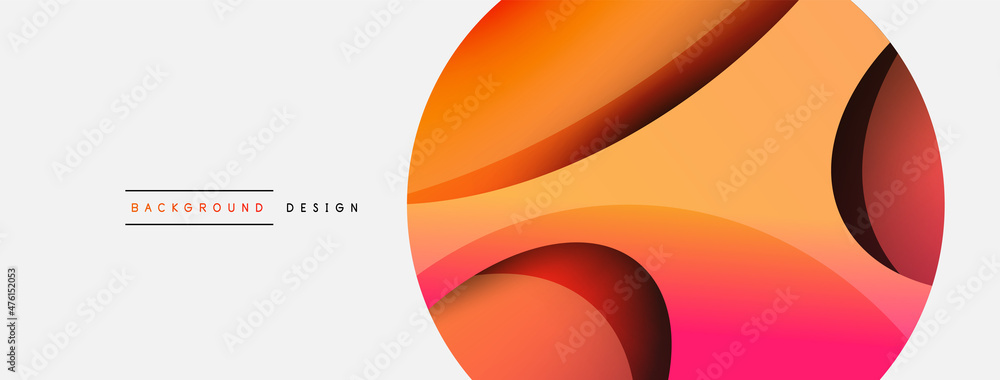 Creative geometric wallpaper. Minimal abstract background. Circle and wave composition vector illustration for wallpaper banner background or landing page Creative geometric wallpaper. Minimal abstract background. Circle and wave composition vector illustration for wallpaper banner background or landing page