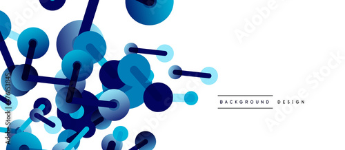 Abstract background. Round dots connected by lines. Trendy techno business template for wallpaper, banner, background or landing