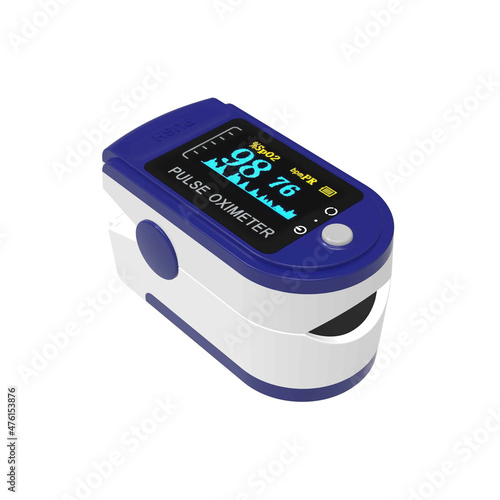 Digital blood pressure. Pulse Oximeter on white background. 3D render 