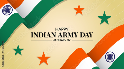 Indian army day background with a waving flag and stars