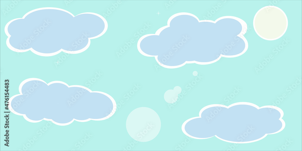 cute cloudy background with a cloud, sunny day, wallpaper, drawing on the ceiling in the nursery
