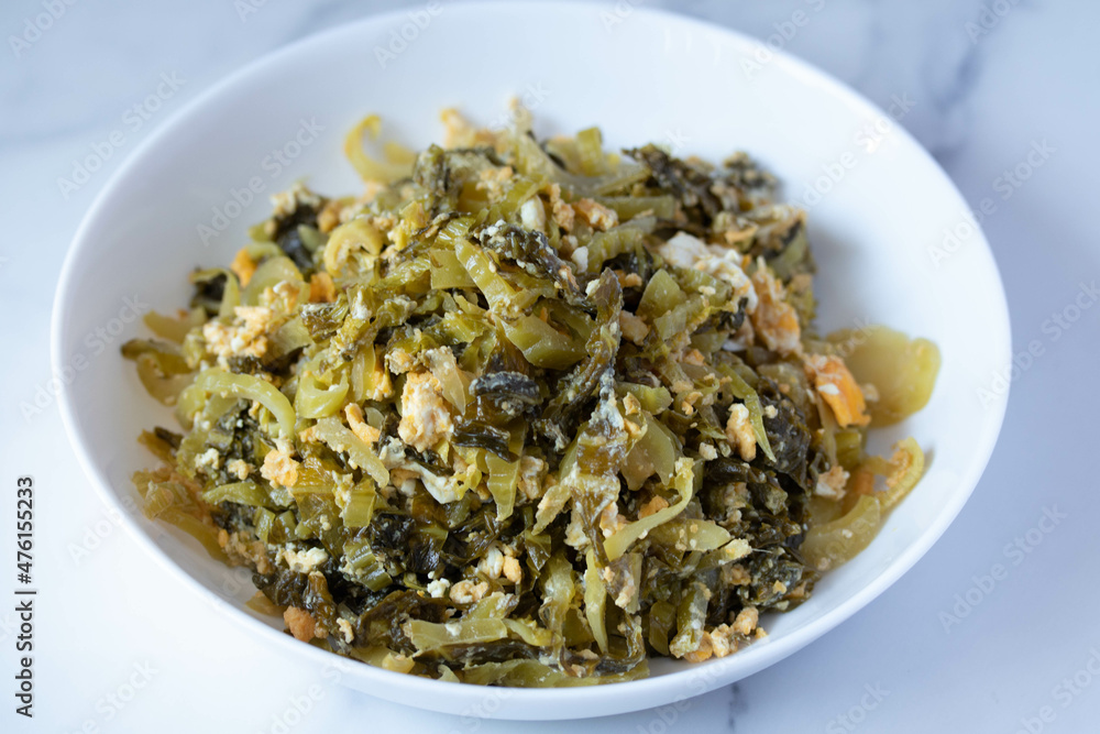 Fried Pickle Cabbage With Egg Recipes.Thai food Fried Pickle Cabbage With Egg Recipes.Thai food