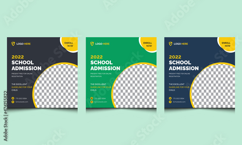 New elegant creative back to school education admission social media post template design with web banner for social media. 