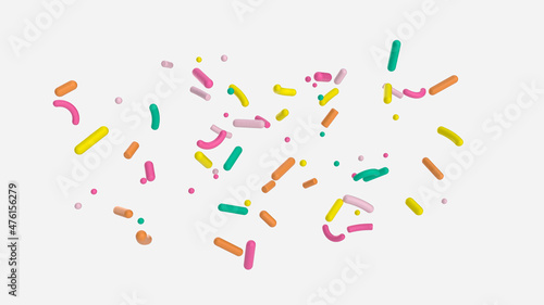 Foto Colorful sprinkle falling 3d illustration