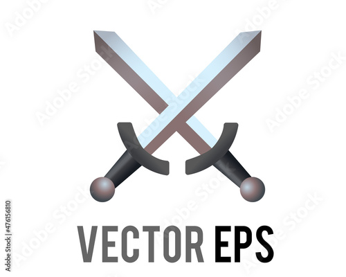 Vector two warrior silver swords icon with steel blades