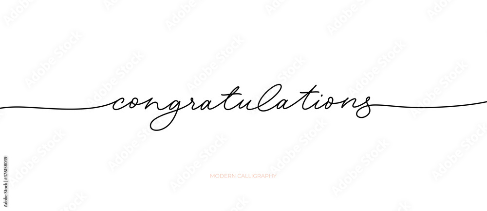 Congratulations pen calligraphy banner. Handwritten modern pen lettering with swashes. Vector greeting card. Modern black line calligraphy word. Ink illustration isolated on white background - obrazy, fototapety, plakaty 