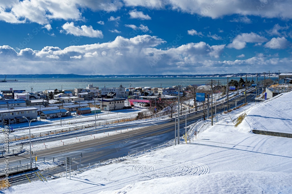 北海道・厚岸町 冬の厚岸町の風景