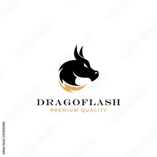 dragon flash logo vector icon illustration simple style for your business