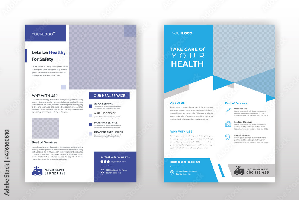 Medical Healthcare flyer design template set for print