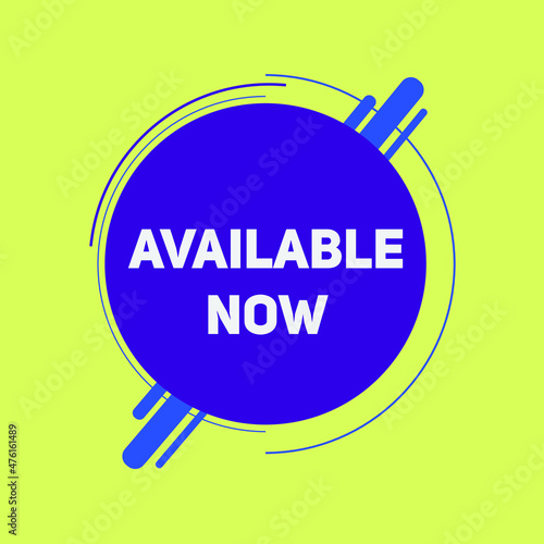 available now text sign icon. rectangle stroke template. white color text	
