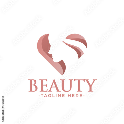 Natural pink love beauty woman feminine logo template