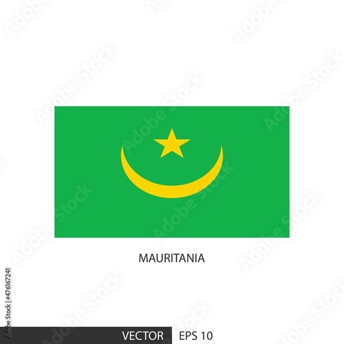 Mauritania square flag on white background and specify is vector eps10.