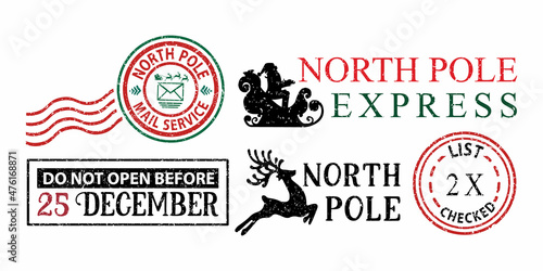 Fototapeta Set of north pole rubber stamp designs with white background