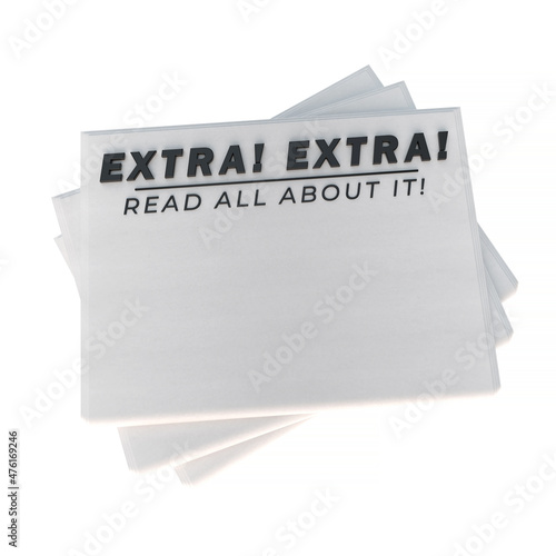 Fotografia 3d rendering. Extra news title on newspaper template