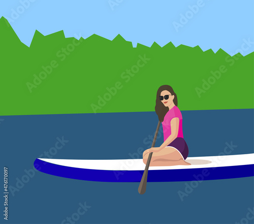  Woman on a sup board on the river