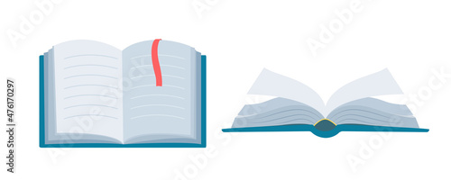 Book set. Front and side views. Vector illustration in flat style