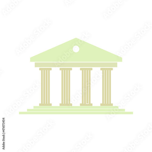 Greek temple. Icon of roman parthenon. Ancient building with columns color editable