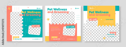 pet shop banner social media pack template premium