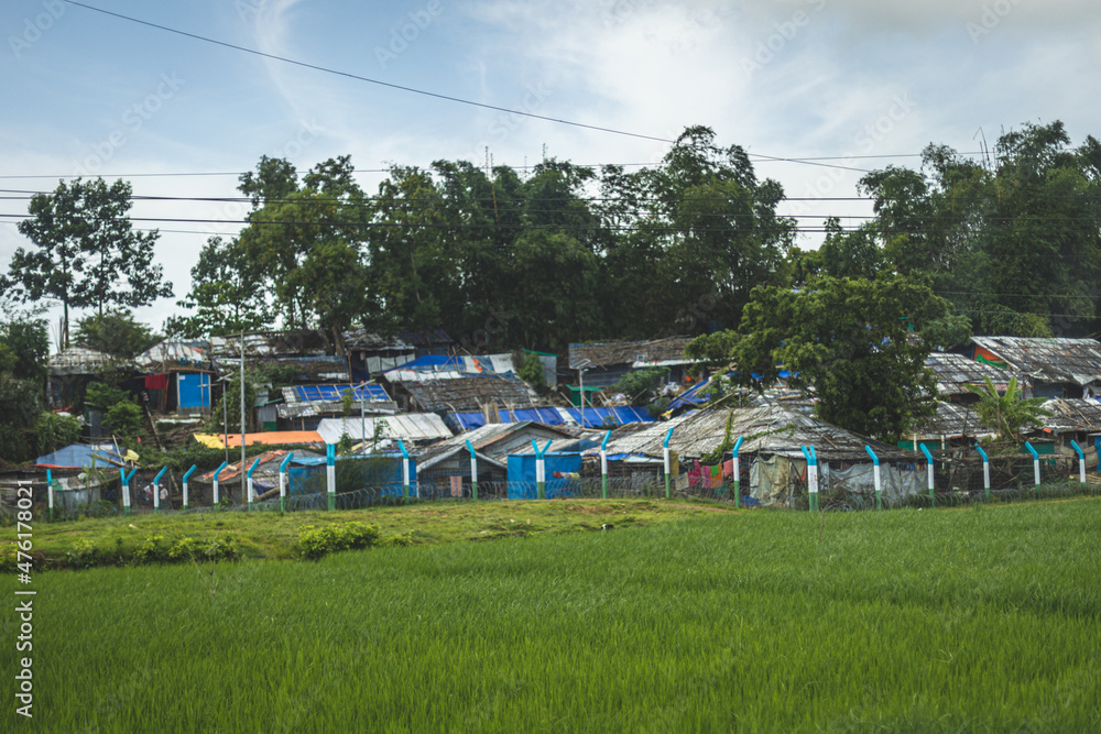 Fototapeta premium Rohingya Refugee camp seen from the road in Teknaf, Bangladesh