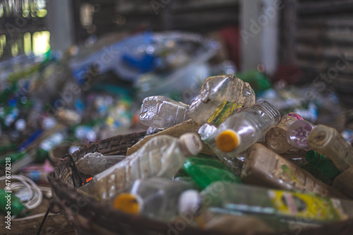 Plastic Bottles being stored in a recycling center in Ukhia, Teknaf, Bangladesh photo