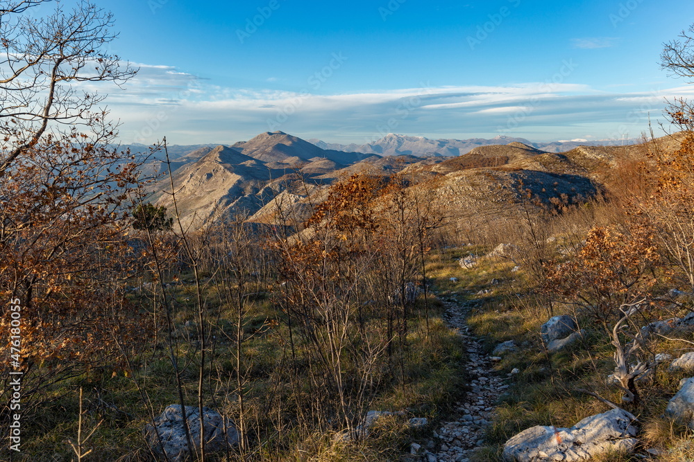 Sunny winter day in Balkanian mountains. Croatia.