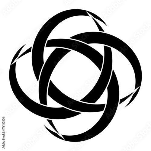 Vászonkép Logo tattoo circular radial crescent moon symbol of prosperity and good luck