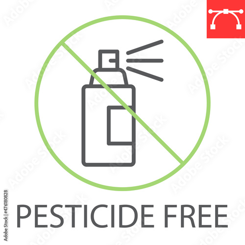 Pesticide free line icon, eco and healthy, no pesticides vector icon, vector graphics, editable stroke outline sign, eps 10.