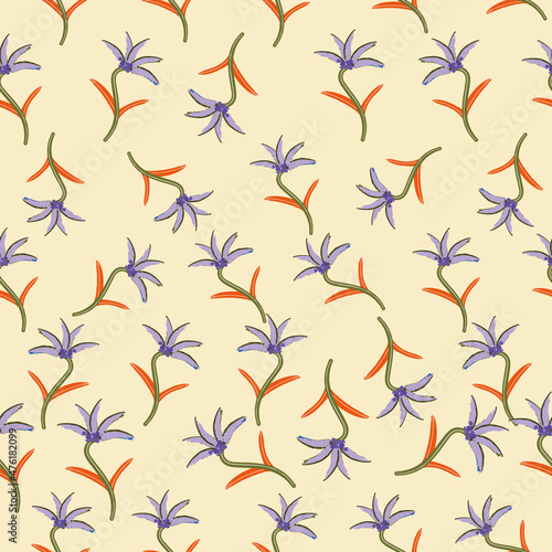 Fantasy flowers seamless repeat pattern print background