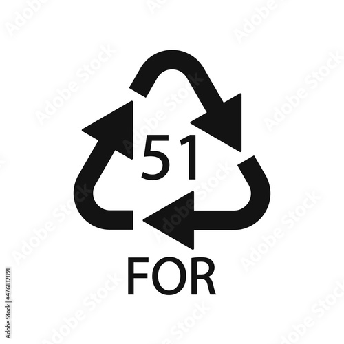 Bio material recycling code 51 FOR. Vector Illustration