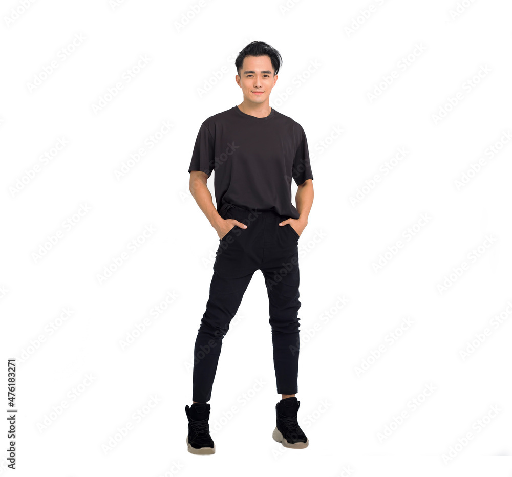 Full length portrait of man standing of front on white background Full length portrait of man standing of front on white background