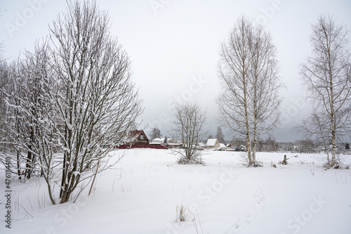 Winter landscape, snow-covered village, peace and quiet © IULIIA GUSEVA