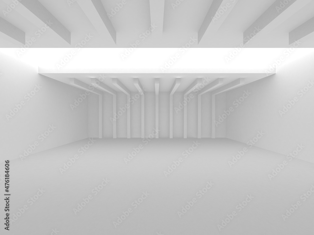 Fototapeta premium Illuminated corridor interior design. Empty Room Interior Background