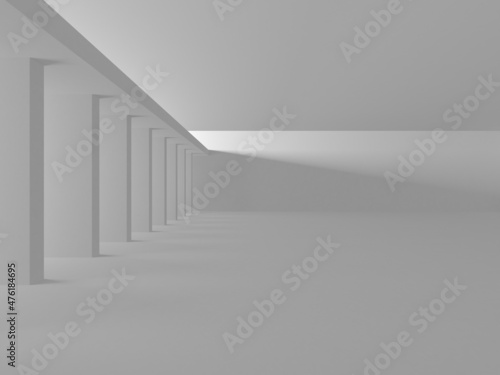 Illuminated corridor interior design. Empty Room Interior Background