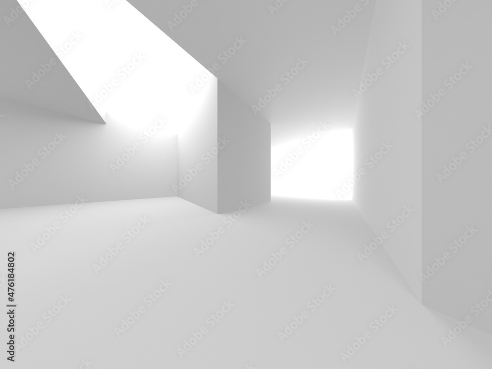 Obraz premium Illuminated corridor interior design. Empty Room Interior Background