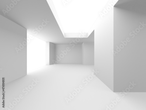 Illuminated corridor interior design. Empty Room Interior Background