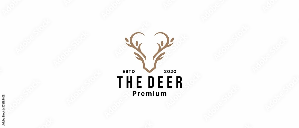 Obraz premium Beauty Deer Buck Stag Silhouette tree leaf forest logo design inspiration