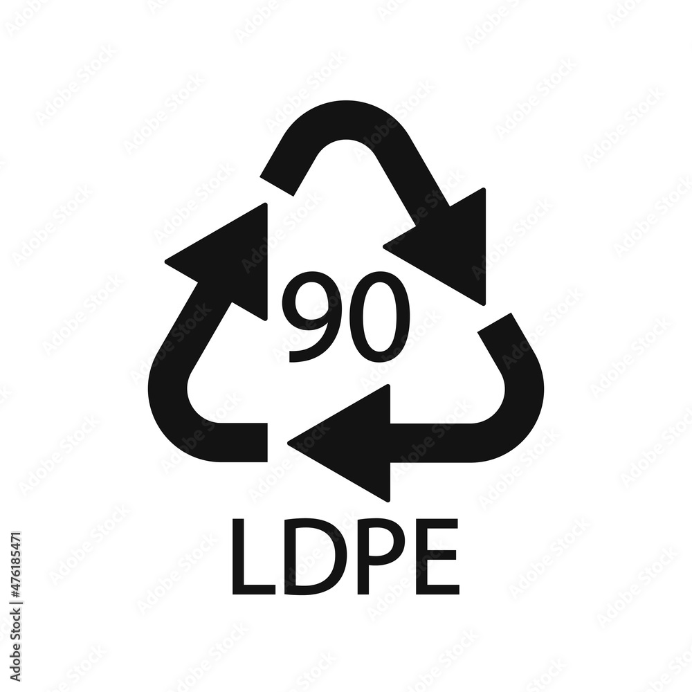 Composites recycling symbol LDPE 90. Vector illustration Composites recycling symbol LDPE 90. Vector illustration