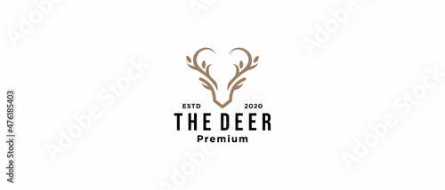 Beauty Deer Buck Stag Silhouette tree leaf forest logo design inspiration