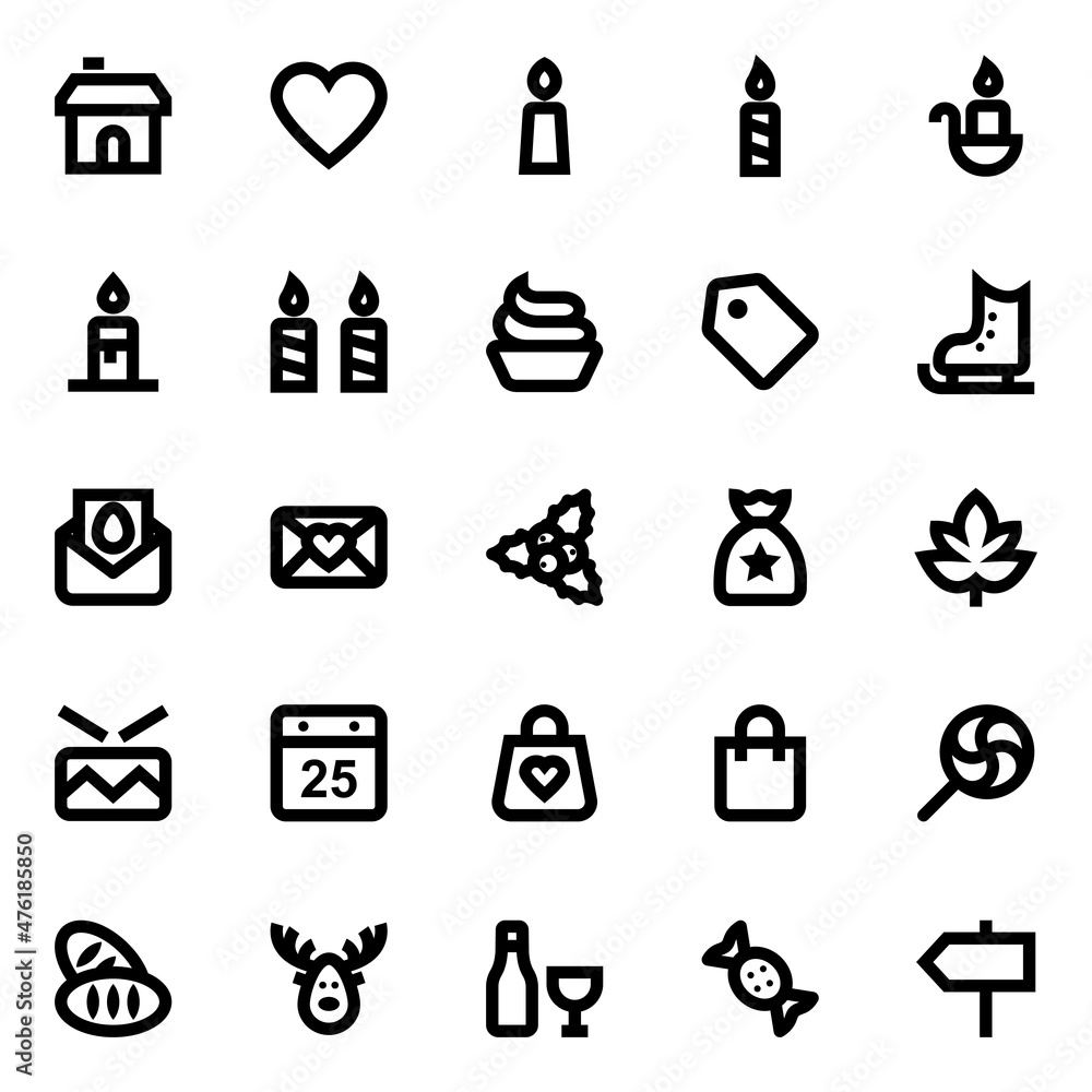 Bold line icons for merry christmas. Bold line icons for merry christmas.