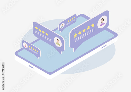 Customer Satisfaction Rating - CSAT concept. Net Promoter Score - NPS, Customer Effort Score - CES, Review and recommendations isometric vector illustration isolated on white background photo
