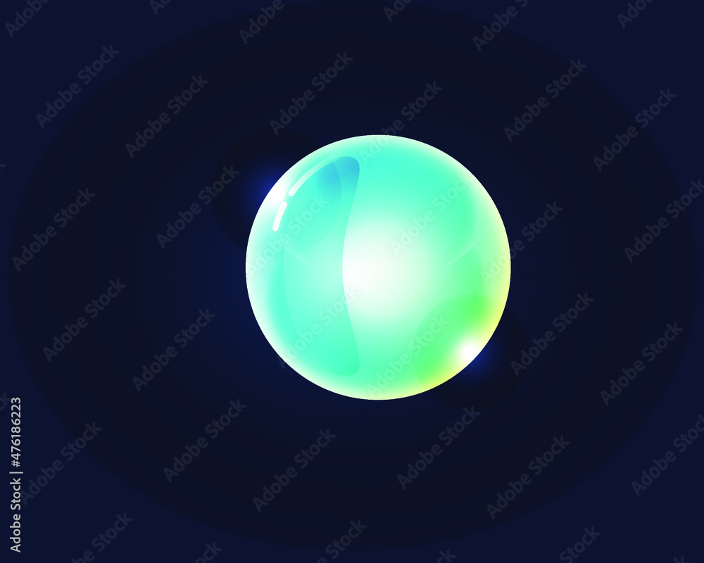 Unusual translucent ball in limbo on a dark background