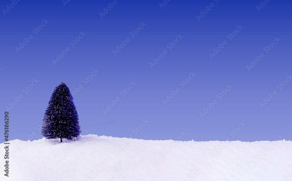 Winter background material. night version. Snow, tree and copy space. 冬の背景素材。夜バージョン。雪と木とコピースペース	
