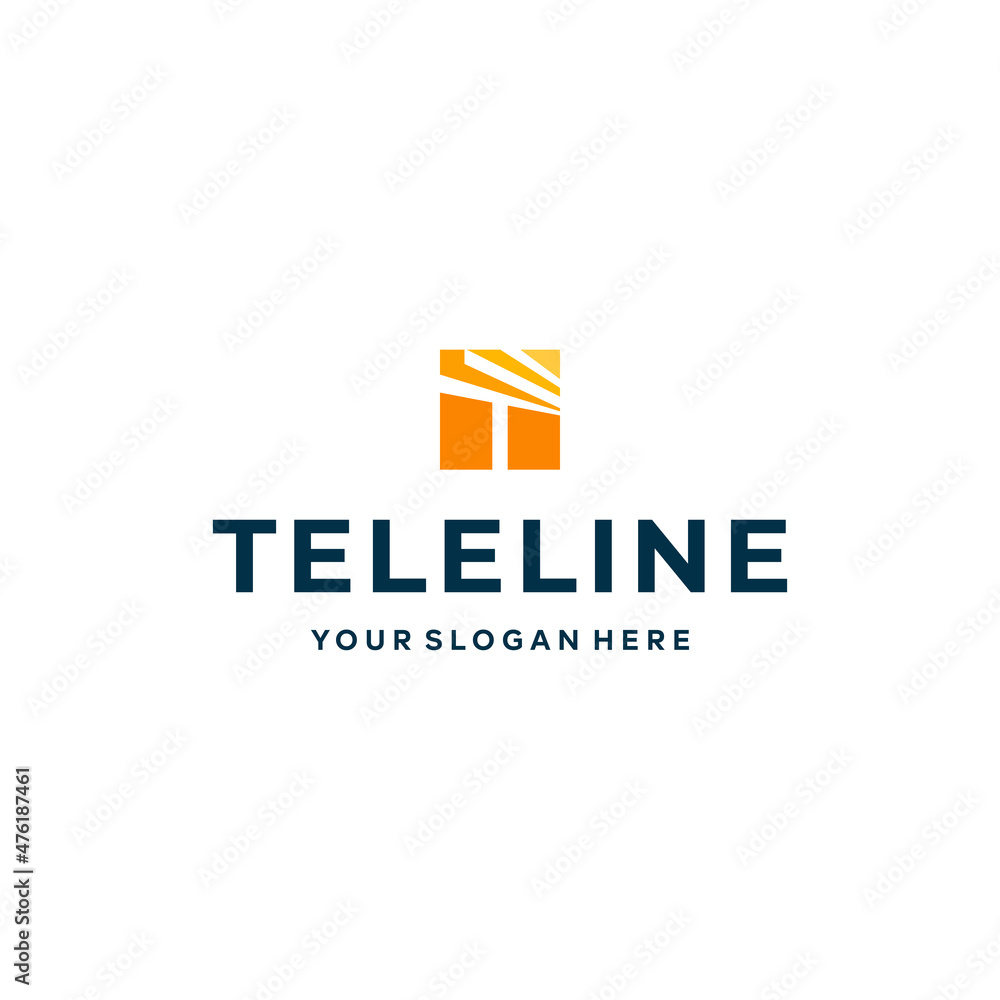 modern letter mark initial T TELELINE logo design