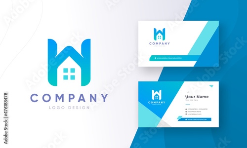 Modern Letter H combination Home Icon Logo with Corporate Business Visiting Card Vector Illustration