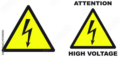 Sign (icon) warning of high voltage danger