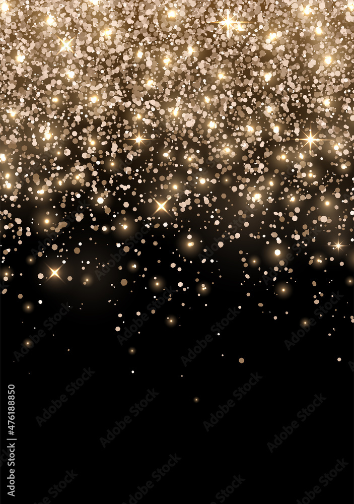 Sparkling festive scattered bronze gold glitter flyer. Vector Sparkling festive scattered bronze gold glitter flyer. Vector